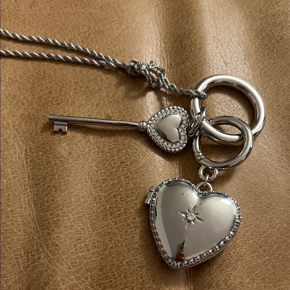 Silver Heart Locket Keychain